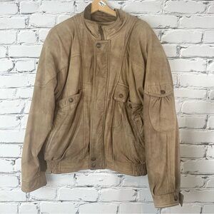 Wilson’s Adventure Bound Men’s Brown Leather Jacket Aviator Motorcycle Large